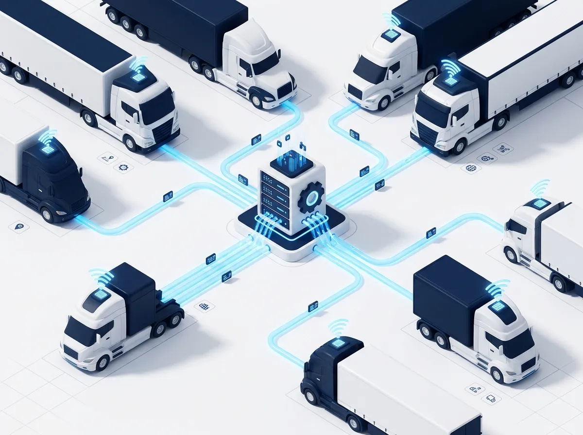 Isometric visualization of a connected fleet management network